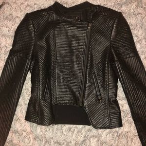 BCBG black real leather jacket